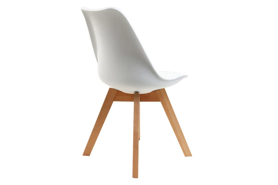 Miliboo Chaise Design-Chaises scandinaves blanc et bois clair massif (lot de 4) PAULINE