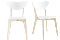 Miliboo Chaise Design|Chaise En Bois-Chaises scandinaves blanc et bois clair (lot de 2) LEENA