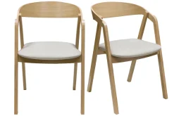 Miliboo Chaise Design-Chaises scandinaves empilables en bois clair chêne et tissu beige (lot de 2) LOVA