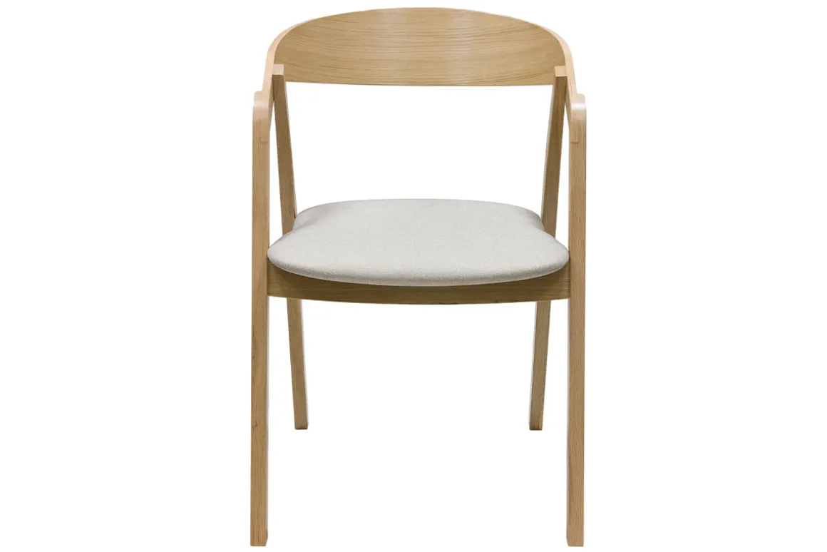 Miliboo Chaise Design-Chaises scandinaves empilables en bois clair chêne et tissu beige (lot de 2) LOVA