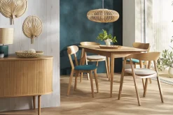 Miliboo Chaise Design-Chaises scandinaves empilables en bois clair chêne et tissu beige (lot de 2) LOVA