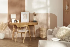 Miliboo Chaise Design-Chaises scandinaves empilables en bois clair chêne et tissu beige (lot de 2) LOVA