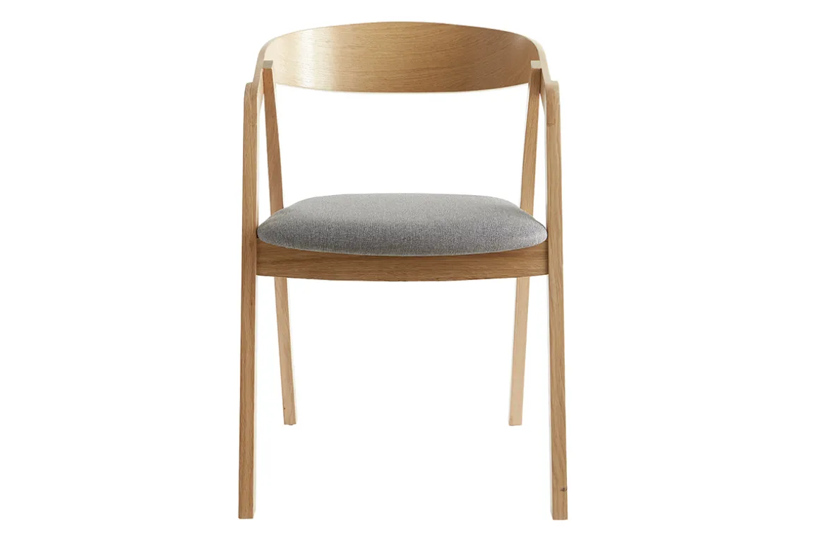 Miliboo Chaise Design|Chaise En Bois-Chaises scandinaves empilables en bois clair chêne et tissu gris (lot de 2) LOVA