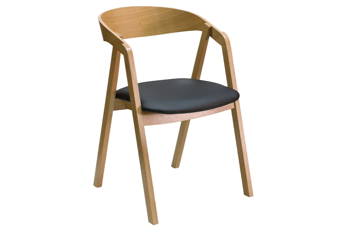 Miliboo Chaise Design|Chaise En Bois-Chaises scandinaves empilables en bois clair chêne et assises noires (lot de 2) LOVA