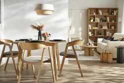 Miliboo Chaise Design|Chaise En Bois-Chaises scandinaves empilables en bois clair chêne et assises noires (lot de 2) LOVA