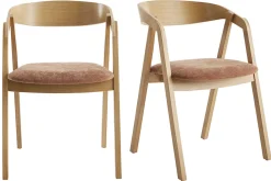 Miliboo Chaise Design|Chaise En Bois-Chaises scandinaves empilables en bois clair chêne et tissu effet velours terracotta (lot de 2) LOVA