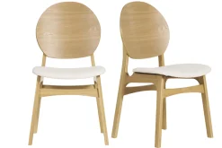 Miliboo Chaise Design-Chaises scandinaves en bois clair et tissu effet laine bouclée blanc (lot de 2) ELTON