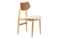 Miliboo Chaise Design-Chaises scandinaves en bois clair et tissu effet laine bouclée blanc (lot de 2) ELION