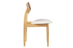Miliboo Chaise Design-Chaises scandinaves en bois clair et tissu effet laine bouclée blanc (lot de 2) ELION
