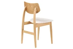 Miliboo Chaise Design-Chaises scandinaves en bois clair et tissu effet laine bouclée blanc (lot de 2) ELION
