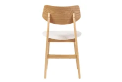 Miliboo Chaise Design-Chaises scandinaves en bois clair et tissu effet laine bouclée blanc (lot de 2) ELION