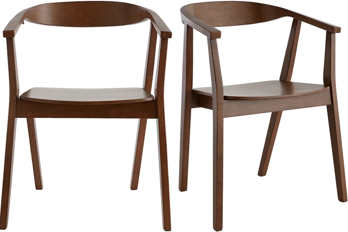 Miliboo Chaise Design|Chaise En Bois-Chaises scandinaves en bois foncé (lot de 2) BAHIA