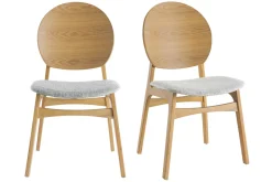 Miliboo Chaise Design|Chaise En Bois-Chaises scandinaves en bois clair et tissu gris clair (lot de 2) ELTON