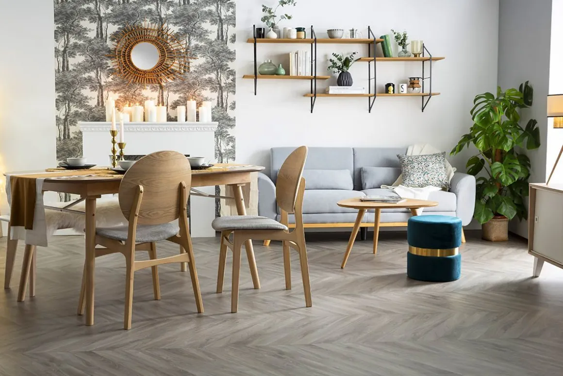 Miliboo Chaise Design|Chaise En Bois-Chaises scandinaves en bois clair et tissu gris clair (lot de 2) ELTON