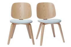 Miliboo Chaise Design|Chaise En Bois-Chaises scandinaves en bois clair et tissu gris clair (lot de 2) BECK