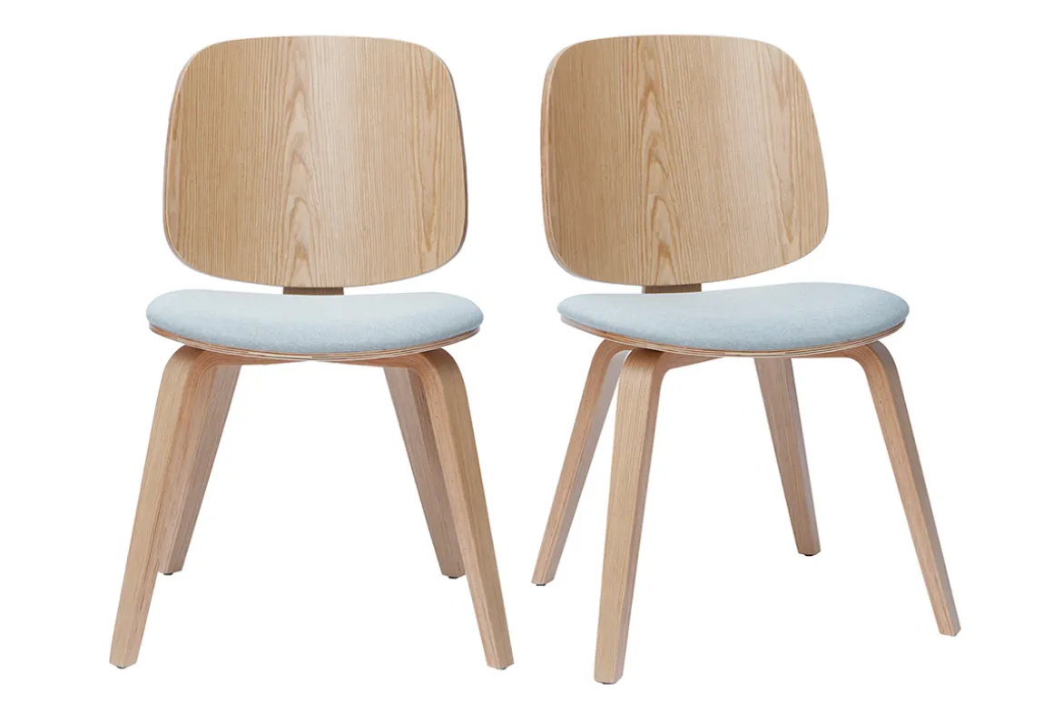 Miliboo Chaise Design|Chaise En Bois-Chaises scandinaves en bois clair et tissu gris clair (lot de 2) BECK