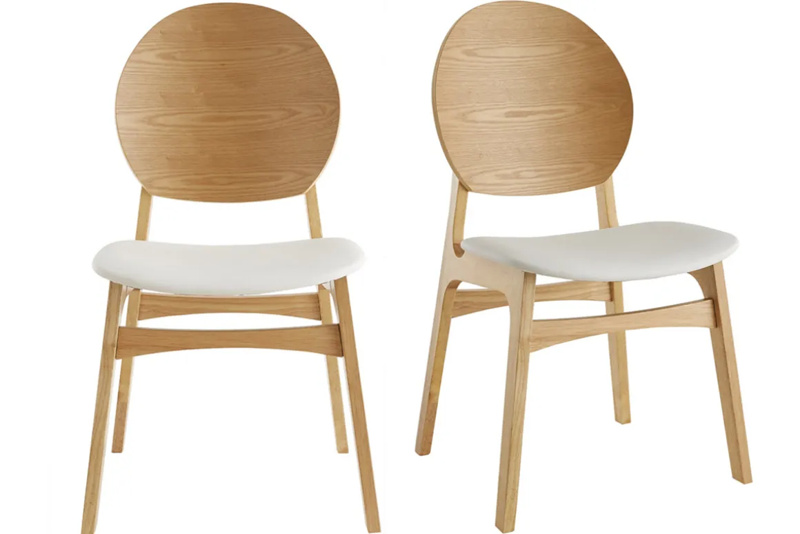 Miliboo Chaise Design|Chaise En Bois-Chaises scandinaves en bois clair et blanc (lot de 2) ELTON