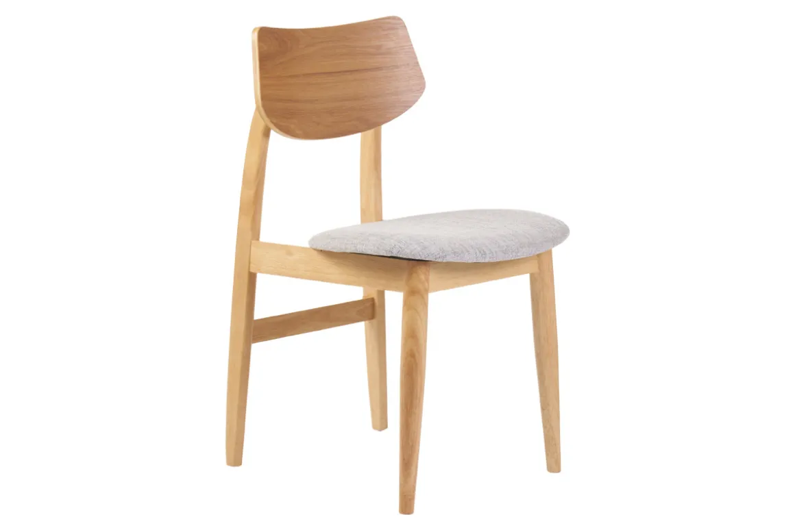 Miliboo Chaise Design|Chaise En Bois-Chaises scandinaves en bois clair et tissu gris clair (lot de 2) ELION