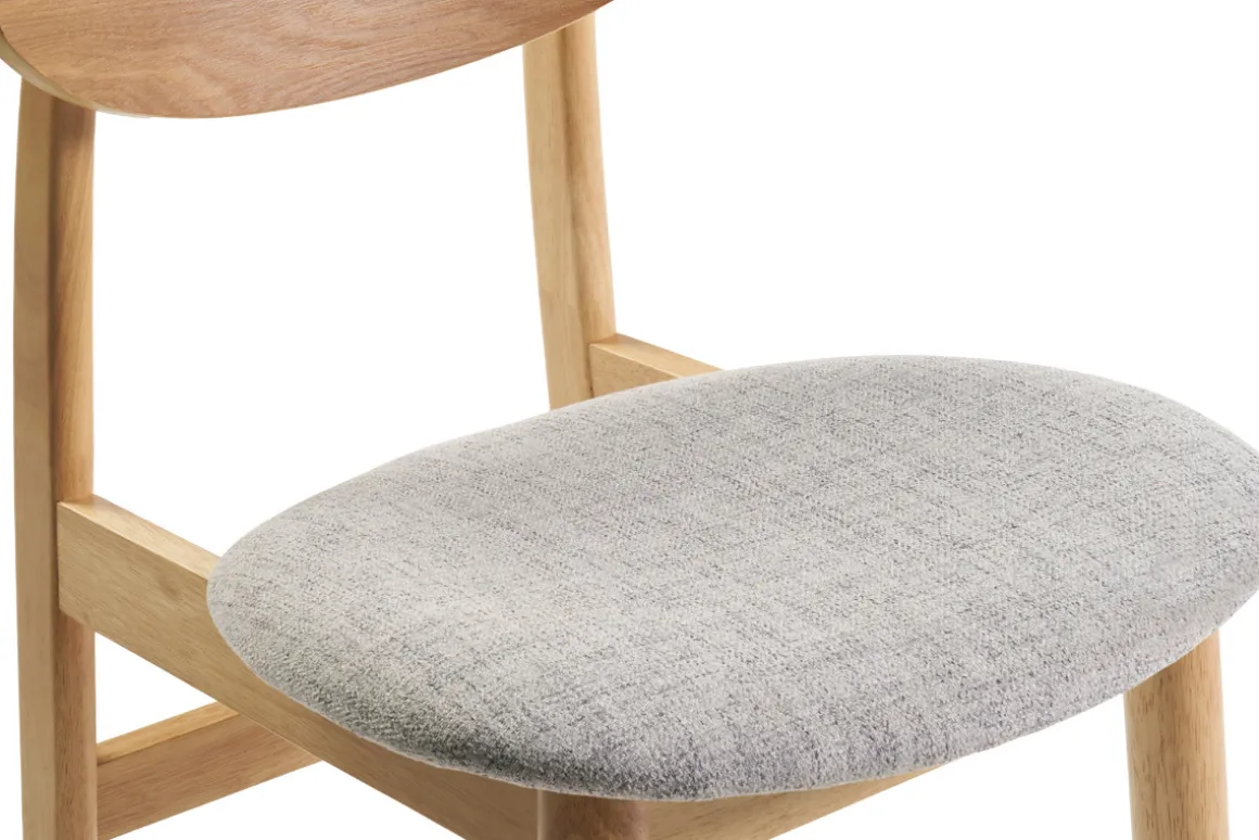 Miliboo Chaise Design|Chaise En Bois-Chaises scandinaves en bois clair et tissu gris clair (lot de 2) ELION