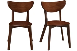 Miliboo Chaise Design|Chaise En Bois-Chaises scandinaves en bois foncé noyer (lot de 2) LEENA