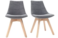 Miliboo Chaise Design-Chaises scandinaves en tissu gris foncé et bois clair (lot de 2) MATILDE