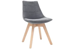 Miliboo Chaise Design-Chaises scandinaves en tissu gris foncé et bois clair (lot de 2) MATILDE