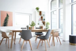 Miliboo Chaise Design-Chaises scandinaves en tissu gris foncé et bois clair (lot de 2) MATILDE