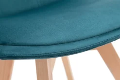 Miliboo Chaise Design-Chaises scandinaves en tissu velours bleu pétrole et bois clair (lot de 2) MATILDE