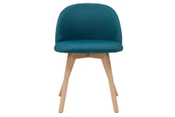 Miliboo Chaise Design-Chaises scandinaves en tissu bleu canard et bois clair massif (lot de 2) CELESTE