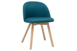 Miliboo Chaise Design-Chaises scandinaves en tissu bleu canard et bois clair massif (lot de 2) CELESTE
