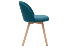 Miliboo Chaise Design-Chaises scandinaves en tissu bleu canard et bois clair massif (lot de 2) CELESTE