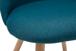 Miliboo Chaise Design-Chaises scandinaves en tissu bleu canard et bois clair massif (lot de 2) CELESTE