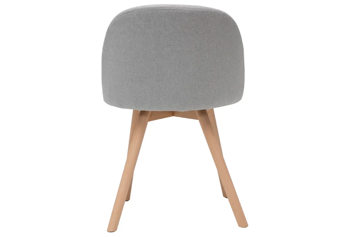Miliboo Chaise Design-Chaises scandinaves en tissu gris clair et bois clair massif (lot de 2) CELESTE