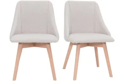 Miliboo Chaise Design-Chaises scandinaves en tissu effet velours texturé beige et bois clair (lot de 2) HIGGINS
