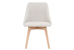 Miliboo Chaise Design-Chaises scandinaves en tissu effet velours texturé beige et bois clair (lot de 2) HIGGINS