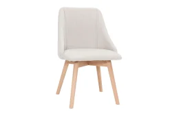 Miliboo Chaise Design-Chaises scandinaves en tissu effet velours texturé beige et bois clair (lot de 2) HIGGINS