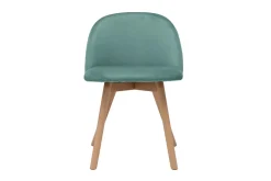 Miliboo Chaise Design-Chaises scandinaves en tissu velours vert céladon et bois clair massif (lot de 2) CELESTE