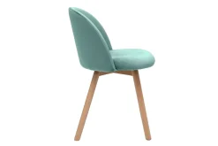 Miliboo Chaise Design-Chaises scandinaves en tissu velours vert céladon et bois clair massif (lot de 2) CELESTE