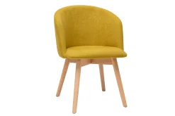 Miliboo Chaise Design-Chaises scandinaves en tissu effet velours jaune moutarde et bois clair massif (lot de 2) VANITY