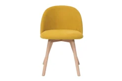 Miliboo Chaise Design-Chaises scandinaves en tissu effet velours jaune moutarde et bois clair massif (lot de 2) CELESTE