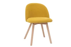 Miliboo Chaise Design-Chaises scandinaves en tissu effet velours jaune moutarde et bois clair massif (lot de 2) CELESTE