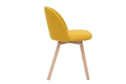 Miliboo Chaise Design-Chaises scandinaves en tissu effet velours jaune moutarde et bois clair massif (lot de 2) CELESTE