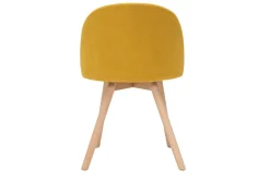 Miliboo Chaise Design-Chaises scandinaves en tissu effet velours jaune moutarde et bois clair massif (lot de 2) CELESTE