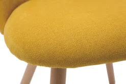 Miliboo Chaise Design-Chaises scandinaves en tissu effet velours jaune moutarde et bois clair massif (lot de 2) CELESTE