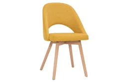 Miliboo Chaise Design-Chaises scandinaves en tissu effet velours texturé jaune moutarde et bois clair (lot de 2) COSETTE
