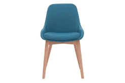 Miliboo Chaise Design-Chaises scandinaves en tissu bleu canard et bois clair massif (lot de 2) HOLO