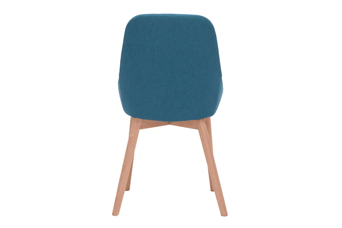 Miliboo Chaise Design-Chaises scandinaves en tissu bleu canard et bois clair massif (lot de 2) HOLO