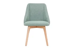 Miliboo Chaise Design-Chaises scandinaves en tissu effet velours texturé vert céladon et bois clair (lot de 2) HIGGINS