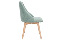 Miliboo Chaise Design-Chaises scandinaves en tissu effet velours texturé vert céladon et bois clair (lot de 2) HIGGINS