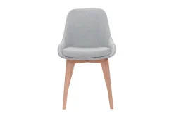 Miliboo Chaise Design-Chaises scandinaves en tissu gris clair et bois clair massif (lot de 2) HOLO